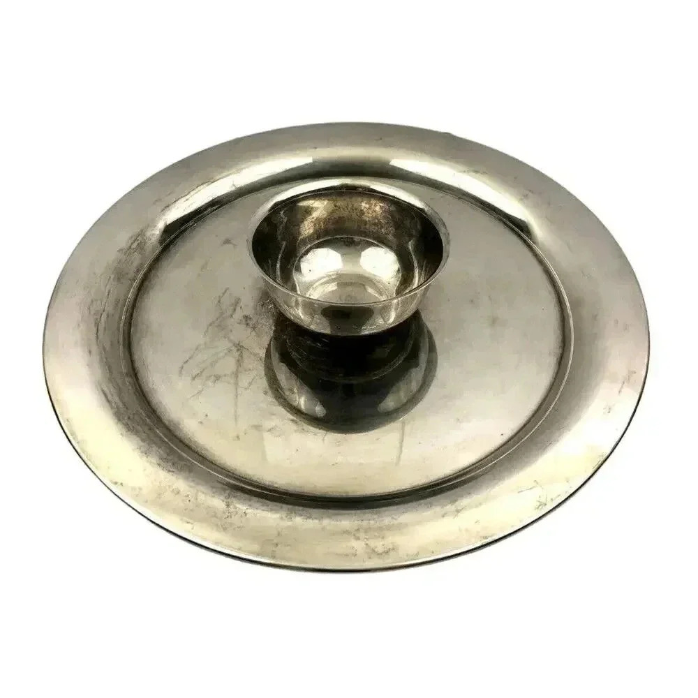 VTG WM Rogers Silver‎ Round  Chip Dip Serving Platter 14"